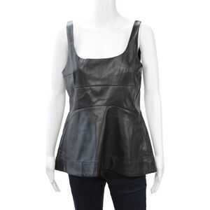 Proenza Schouler White Label Women Vegan Leather Biker Tank Black Size 6